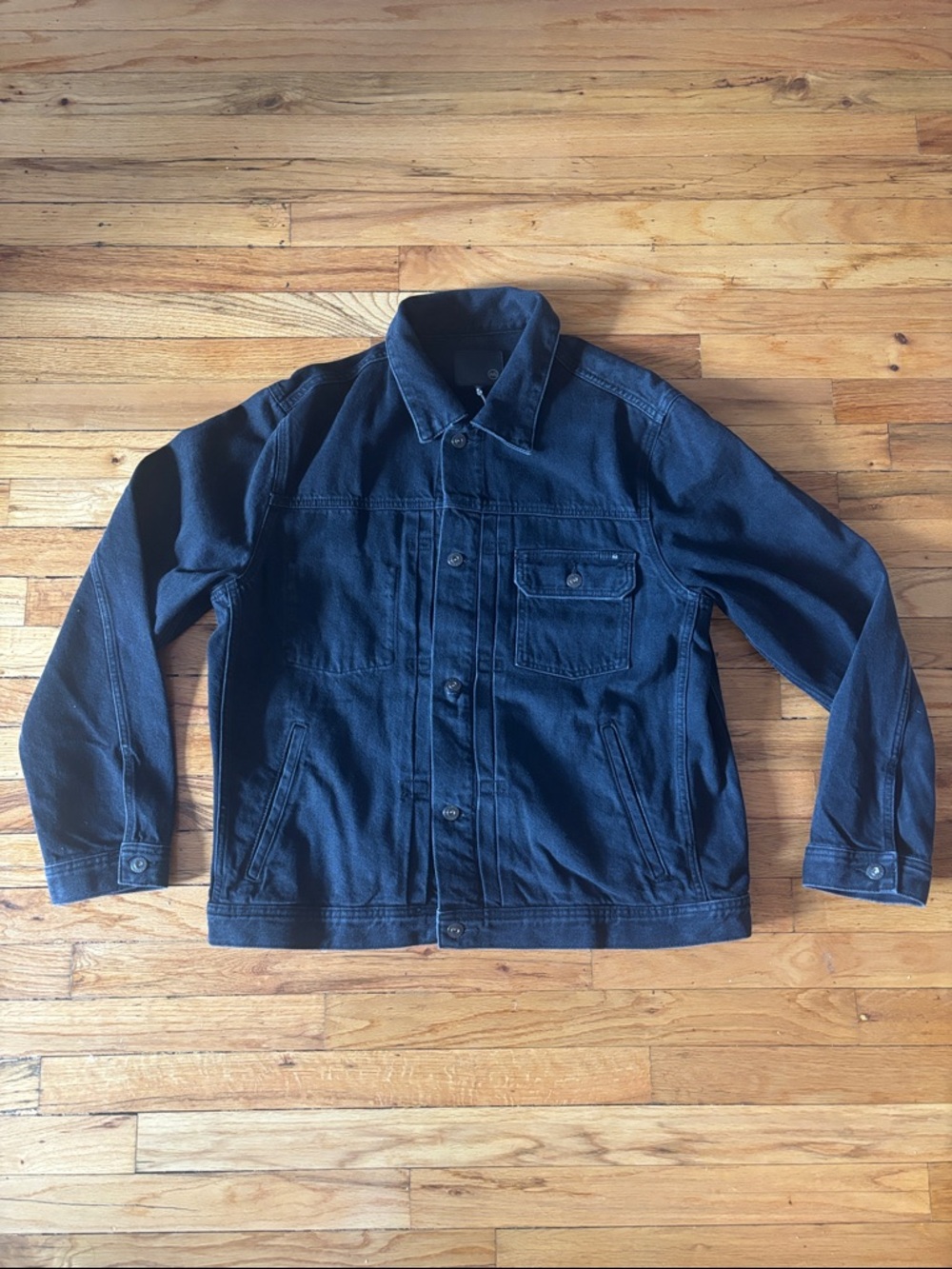 AG JEANS Men's black Denim Jacket - Classic Button-Front Adriano Goldschmied XL